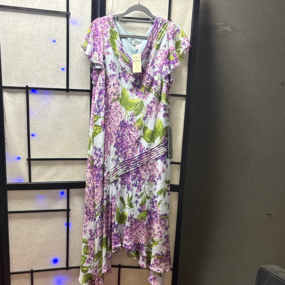 Coldwater Creek Asymmetrical Dress in Purple and Green